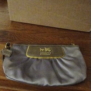 Coach Metallic Gray Wristlet with Gold Trim Final Price